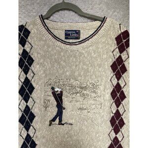 VTG Cypress Links Golf Sweater Mens XL Tapestry Knit‎ USA Made Grandpa 90s AOP